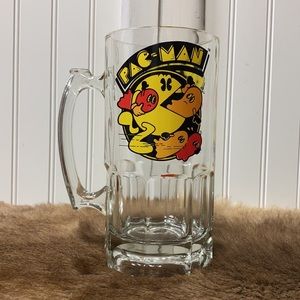 80d PAC-MAN 8” Bideo Game Large Glass Mug Vintage Gamer